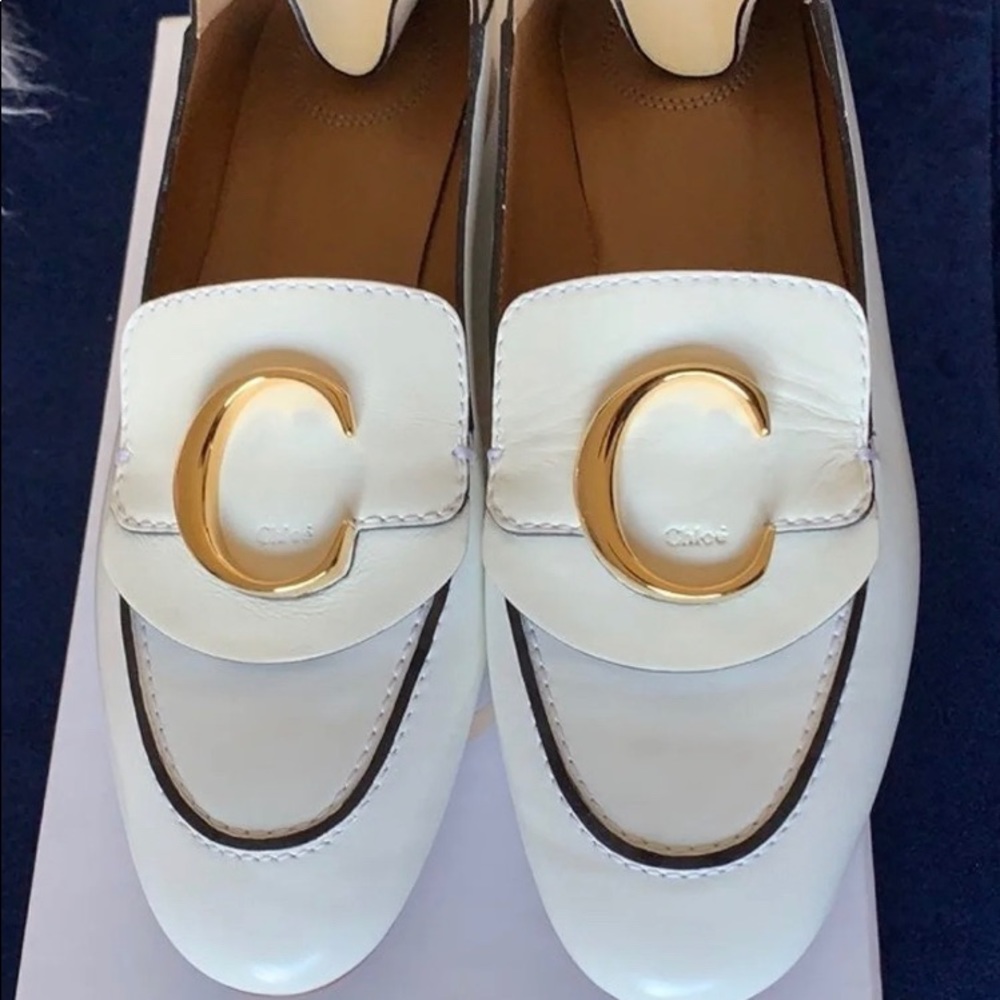 Chloé white leather loafers size 39